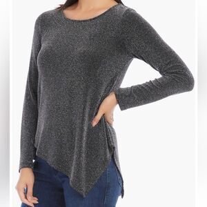 KAREN KANE Asymmetrical All That Glitters Long Sleeve top Size Large